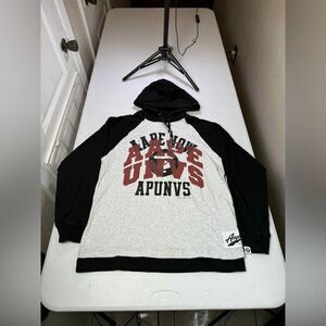 Used AAPE BY A BATHING APE Men's Hooded Raglan Sleeve T-Shirt MOONFACE Sz S Bape